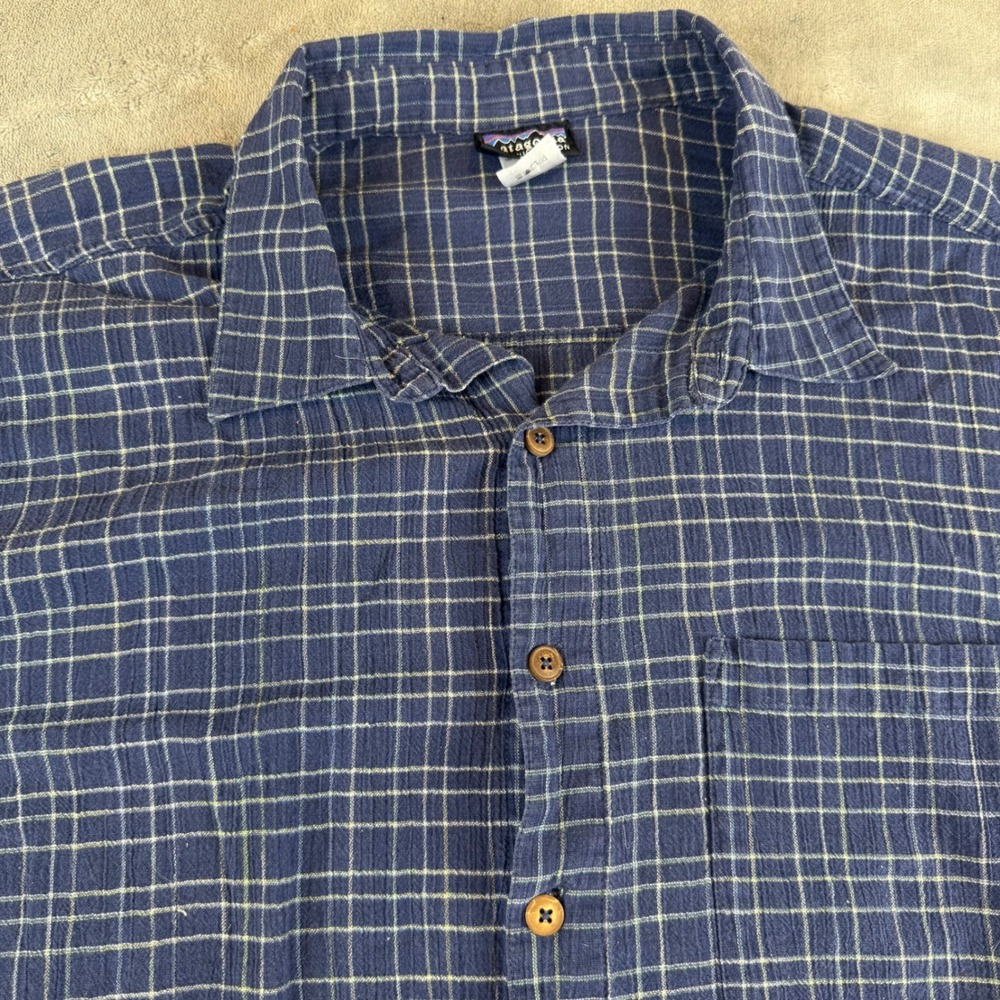 Patagonia Organic Cotton Plaid‎ Button Up Short Sleeve Shirt XXL - Picture 5 of 7